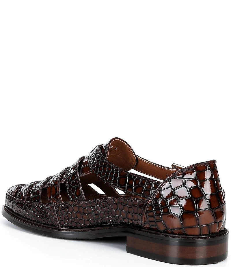 Marc Nolan Men's Croc Embossed Leather Mariner Fisherman Sandal