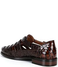Marc Nolan Men's Croc Embossed Leather Mariner Fisherman Sandal