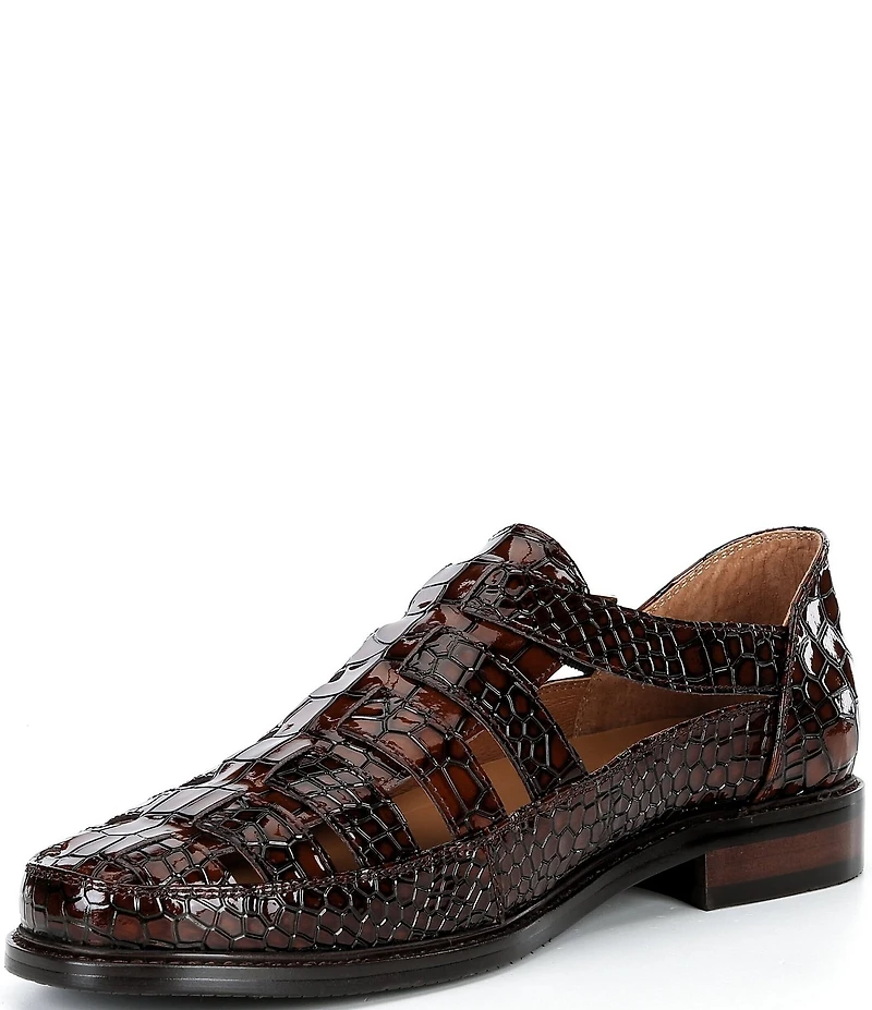 Marc Nolan Men's Croc Embossed Leather Mariner Fisherman Sandal
