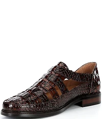 Marc Nolan Men's Croc Embossed Leather Mariner Fisherman Sandal