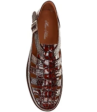 Marc Nolan Men's Croc Embossed Leather Mariner Fisherman Sandal