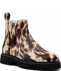 Marc Nolan Men's Dax Cow Print Pony Hair Chelsea Boots