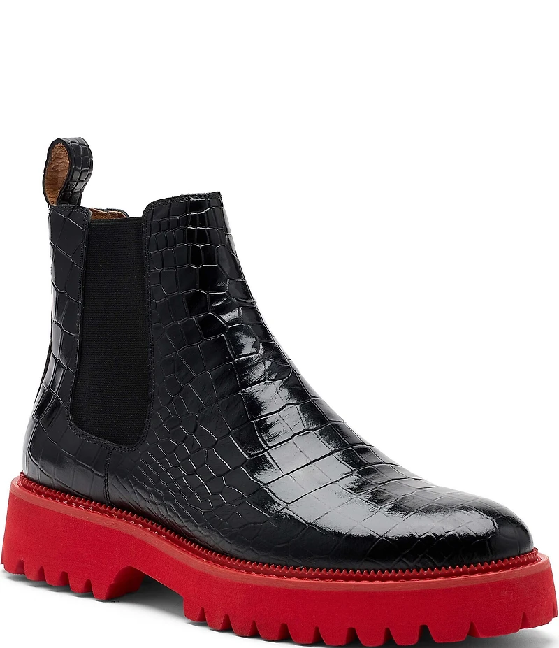 Marc Nolan Men's Dax Croco Embossed Leather Chelsea Boots