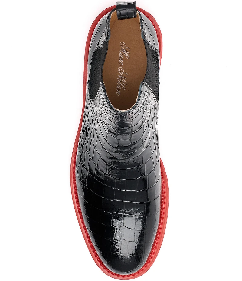 Marc Nolan Men's Dax Croco Embossed Leather Chelsea Boots