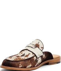 Marc Nolan Men's Del Mar Cow Print Dark Horse Penny Loafer Mules