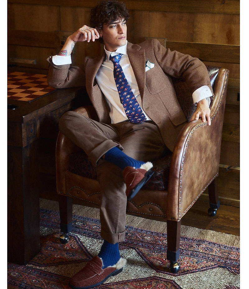 Marc Nolan Men's Del Mar Croco Embossed Suede Penny Loafer Mules