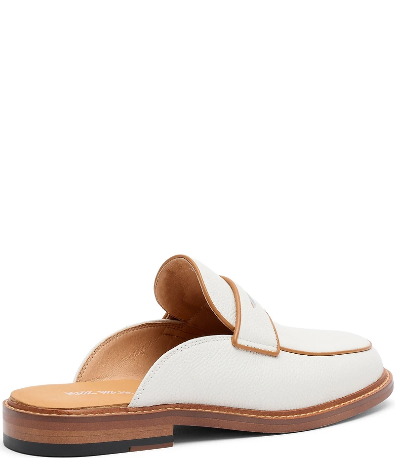 Marc Nolan Men's Del Mar Pebble Leather Contrast Trim Penny Loafer Mules