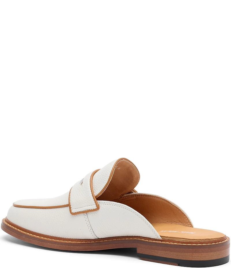 Marc Nolan Men's Del Mar Pebble Leather Contrast Trim Penny Loafer Mules