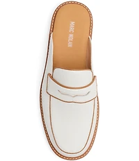 Marc Nolan Men's Del Mar Pebble Leather Contrast Trim Penny Loafer Mules