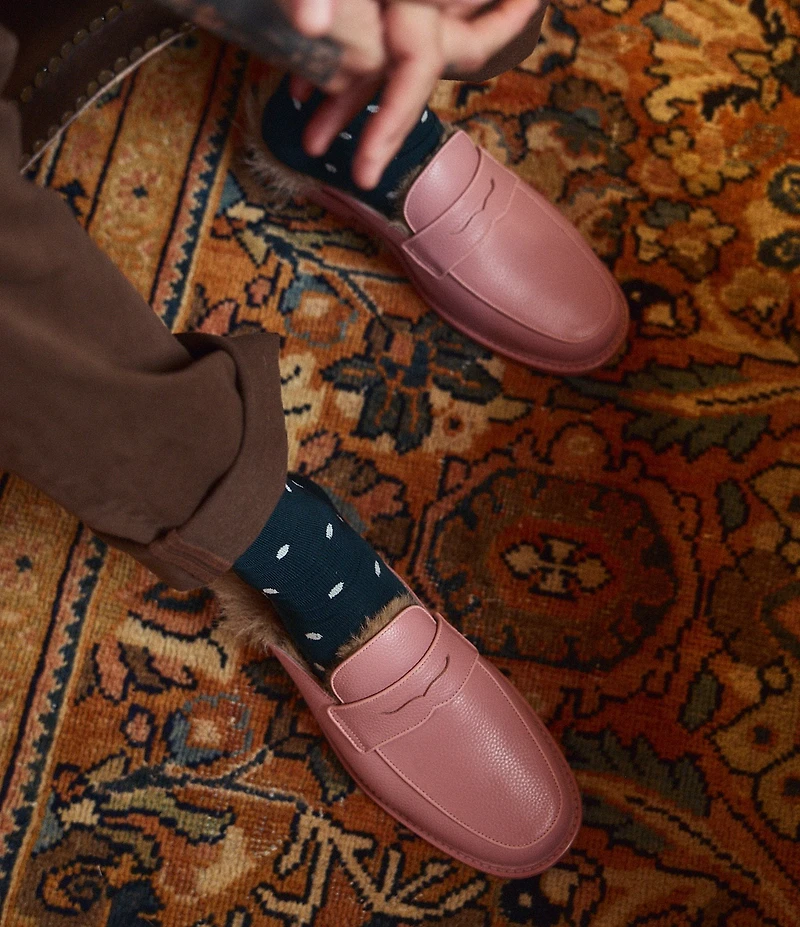 Marc Nolan Men's Del Mar Pebble Leather Loafer Mules