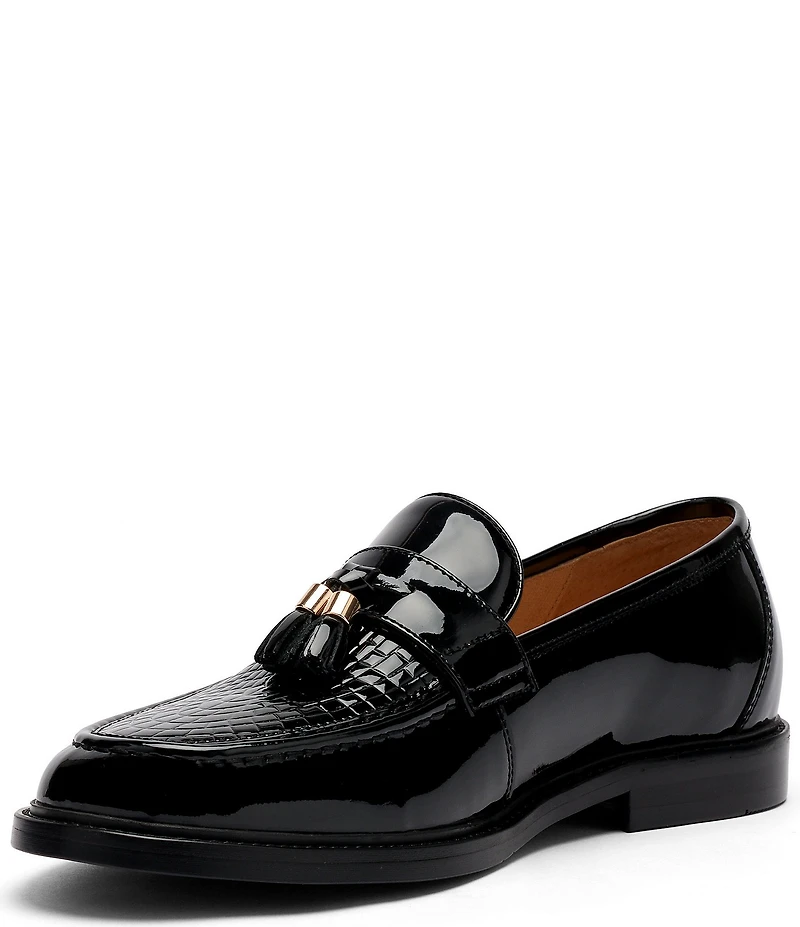 Marc Nolan Men's Denzel Patent Leather Embossed Accent Tassel Loafer