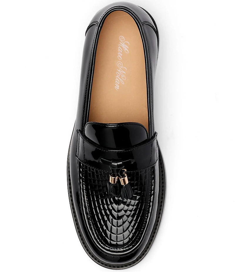 Marc Nolan Men's Denzel Patent Leather Embossed Accent Tassel Loafer
