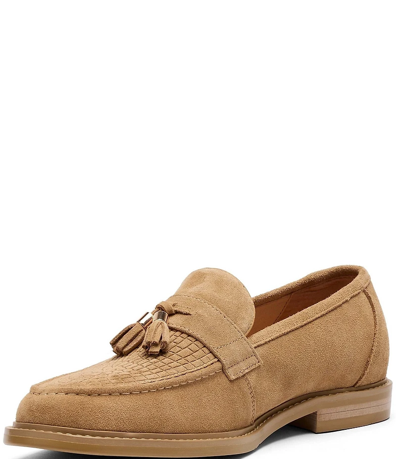 Marc Nolan Men's Denzel Embossed Sheepskin Suede Tassel Loafers