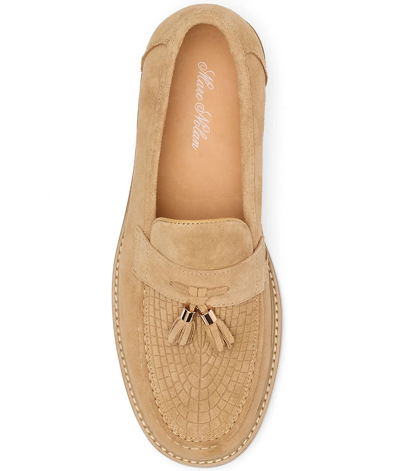 Marc Nolan Men's Denzel Embossed Sheepskin Suede Tassel Loafers