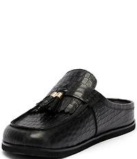 Marc Nolan Men's Hampton Croco Embossed Leather Tassel Mules