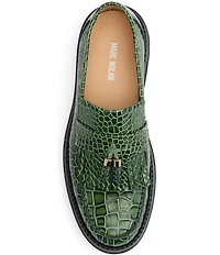 Marc Nolan Men's Journey Croco Embossed Leather Lug Tassel Loafers