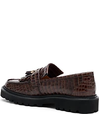 Marc Nolan Men's Journey Croco Embossed Leather Lug Tassel Loafers