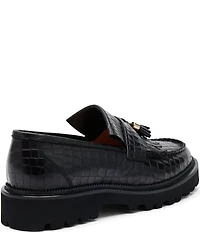 Marc Nolan Men's Journey Croco Embossed Leather Lug Tassel Loafers