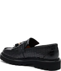 Marc Nolan Men's Journey Croco Embossed Leather Lug Tassel Loafers