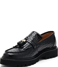 Marc Nolan Men's Journey Croco Embossed Leather Lug Tassel Loafers