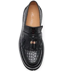 Marc Nolan Men's Journey Croco Embossed Leather Lug Tassel Loafers