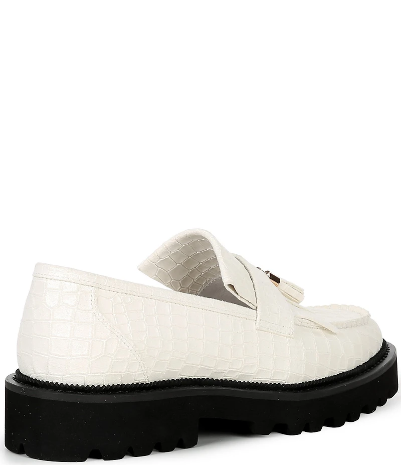 Marc Nolan Men's Journey Croco Embossed Sheepskin Lug Tassel Loafers