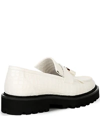 Marc Nolan Men's Journey Croco Embossed Sheepskin Lug Tassel Loafers