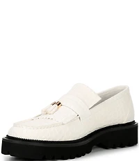 Marc Nolan Men's Journey Croco Embossed Sheepskin Lug Tassel Loafers