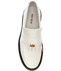 Marc Nolan Men's Journey Croco Embossed Sheepskin Lug Tassel Loafers