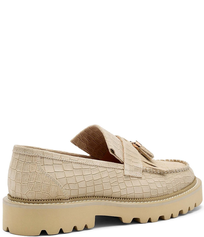 Marc Nolan Men's Journey Croco Embossed Sheepskin Lug Kiltie Tassel Loafers