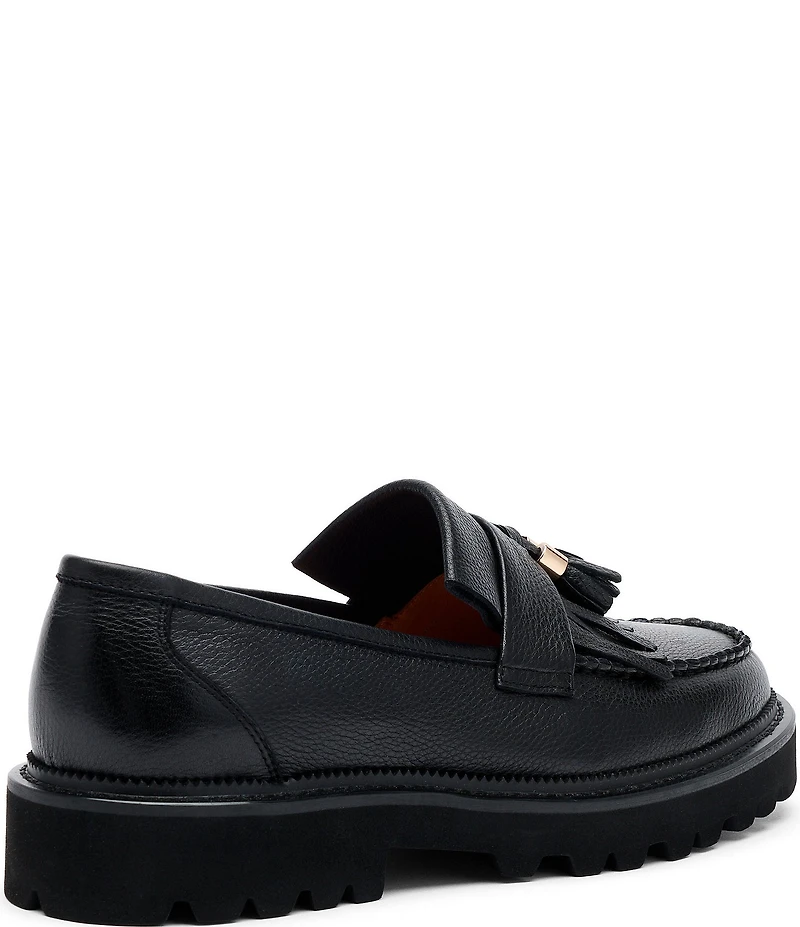 Marc Nolan Men's Journey Pebble Leather Kiltie Tassel Lug Loafers