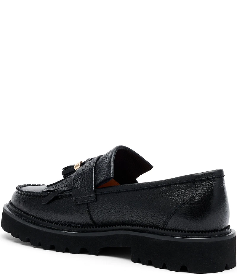 Marc Nolan Men's Journey Pebble Leather Kiltie Tassel Lug Loafers