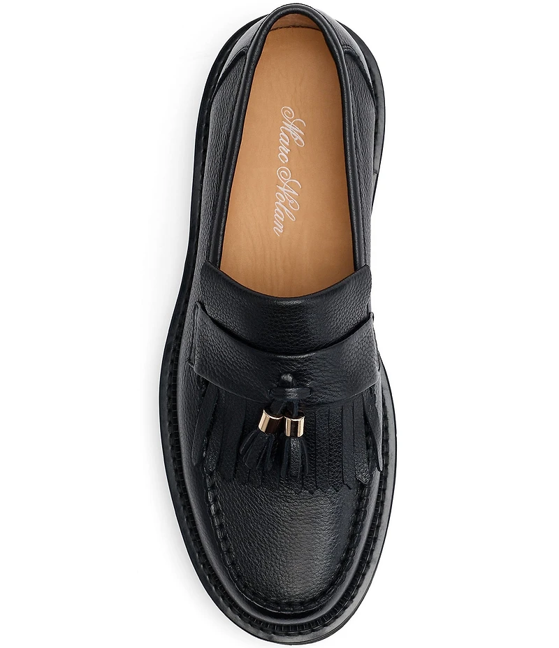 Marc Nolan Men's Journey Pebble Leather Kiltie Tassel Lug Loafers