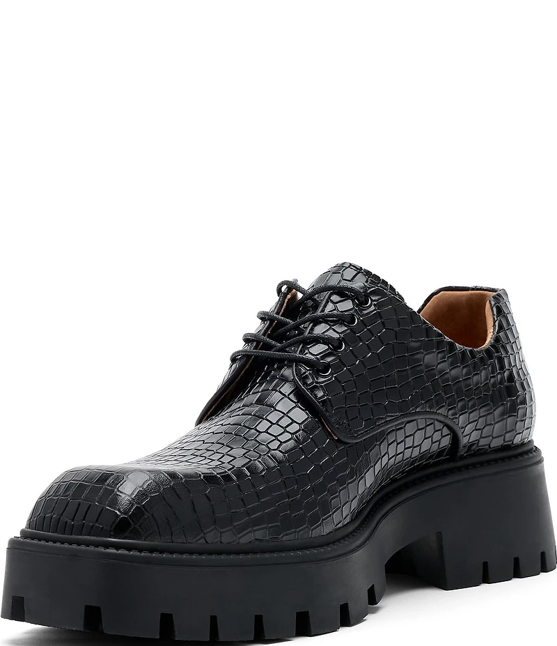 Marc Nolan Men's Kyros Croco Embossed Leather Lug Derby Oxfords