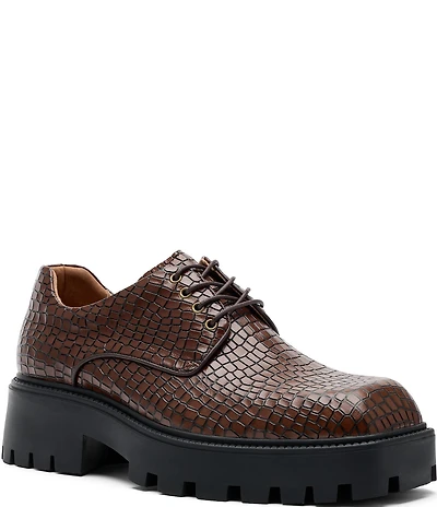 Marc Nolan Men's Kyros Croco Embossed Leather Lug Derby Oxfords