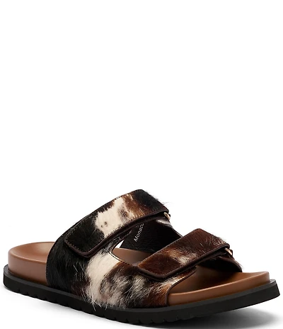 Marc Nolan Men's Monaco Animal Print Calf Hair Strap Sandals