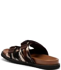 Marc Nolan Men's Monaco Animal Print Calf Hair Strap Sandals