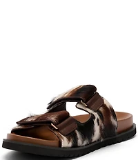 Marc Nolan Men's Monaco Animal Print Calf Hair Strap Sandals