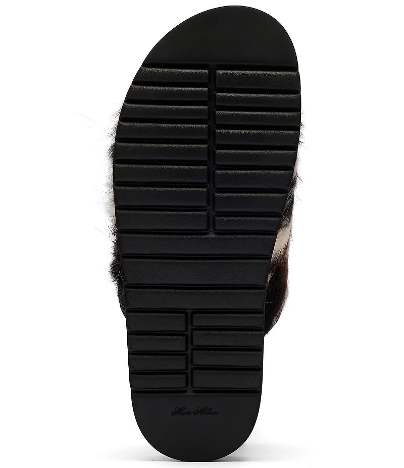 Marc Nolan Men's Monaco Animal Print Calf Hair Strap Sandals