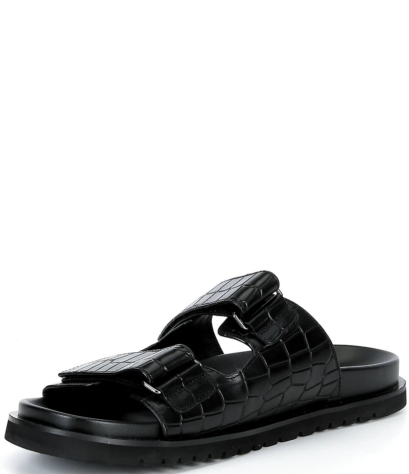 Marc Nolan Men's Monaco Croc Embossed Leather Sandals