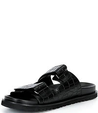 Marc Nolan Men's Monaco Croc Embossed Leather Sandals