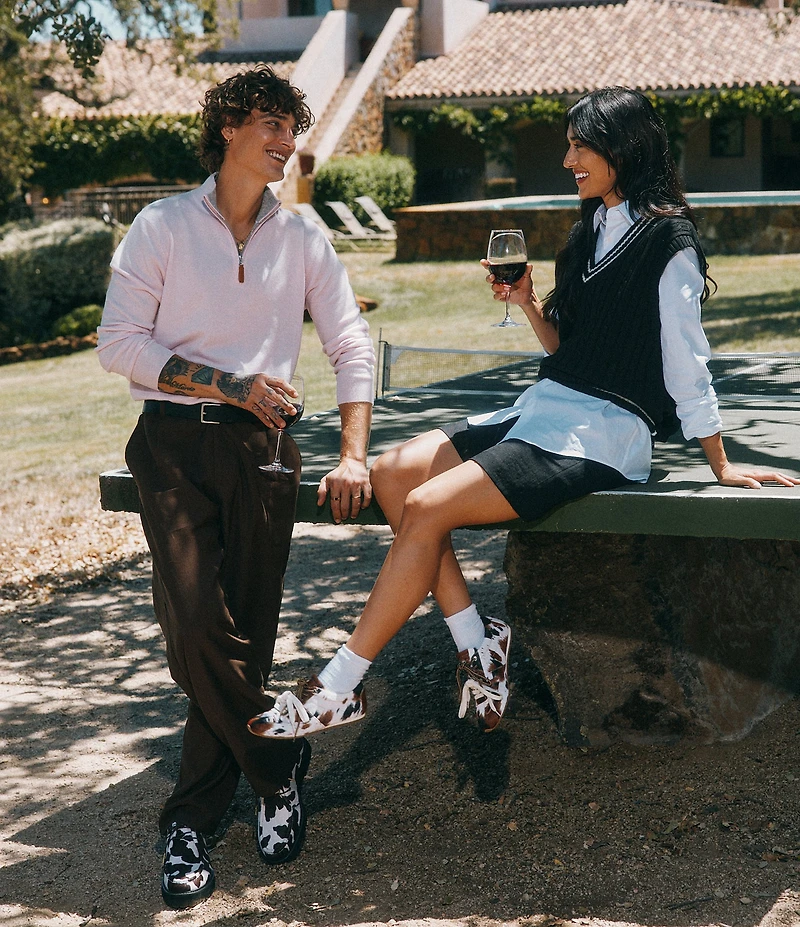 Marc Nolan Men's Montana Cow Print Moc Toe Derby Oxfords