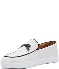 Marc Nolan Men's Odell Leather Bow Detail Belgian Loafer Sneakers