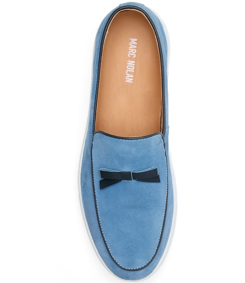 Marc Nolan Men's Odell Suede Bow Detail Belgian Loafer Sneakers