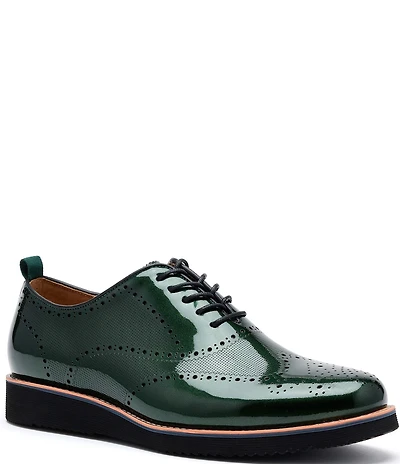 Marc Nolan Oscar Perforated Patent Leather Wholecut Wingtip Brogue Oxfords