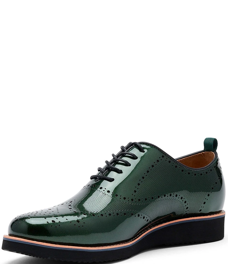 Marc Nolan Oscar Perforated Patent Leather Wholecut Wingtip Brogue Oxfords