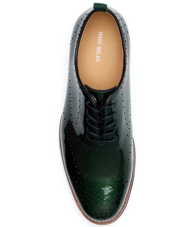 Marc Nolan Oscar Perforated Patent Leather Wholecut Wingtip Brogue Oxfords
