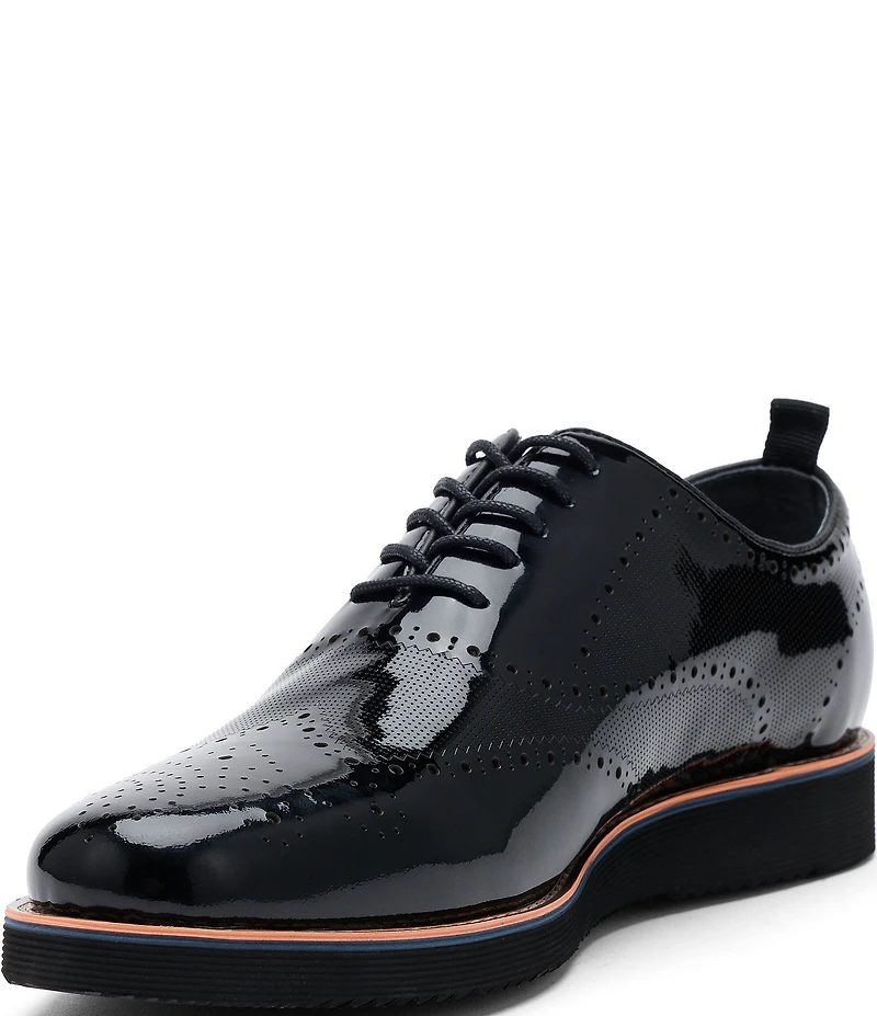 Marc Nolan Oscar Perforated Patent Leather Wholecut Wingtip Brogue Oxfords