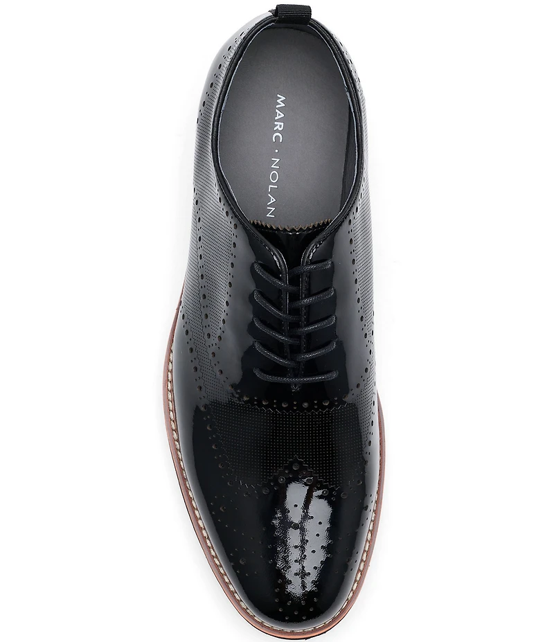 Marc Nolan Oscar Perforated Patent Leather Wholecut Wingtip Brogue Oxfords