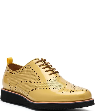 Marc Nolan Oscar Perforated Patent Leather Wholecut Wingtip Brogue Oxfords